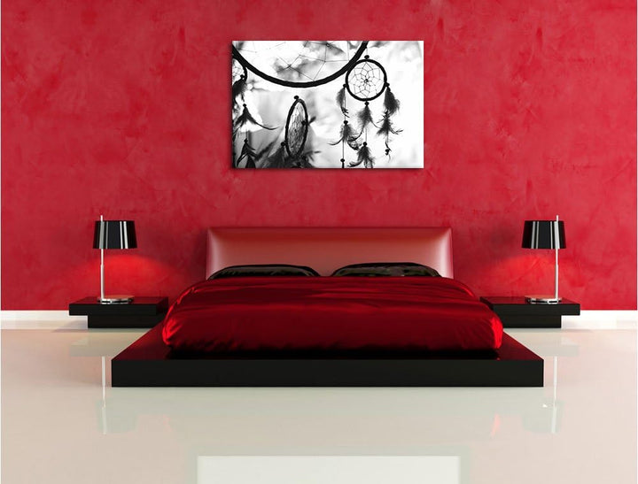 Pixxprint Traumfänger B&W als Leinwandbild/Grösse: 100x70 / Wandbild/Kunstdruck/fertig bespannt, 100