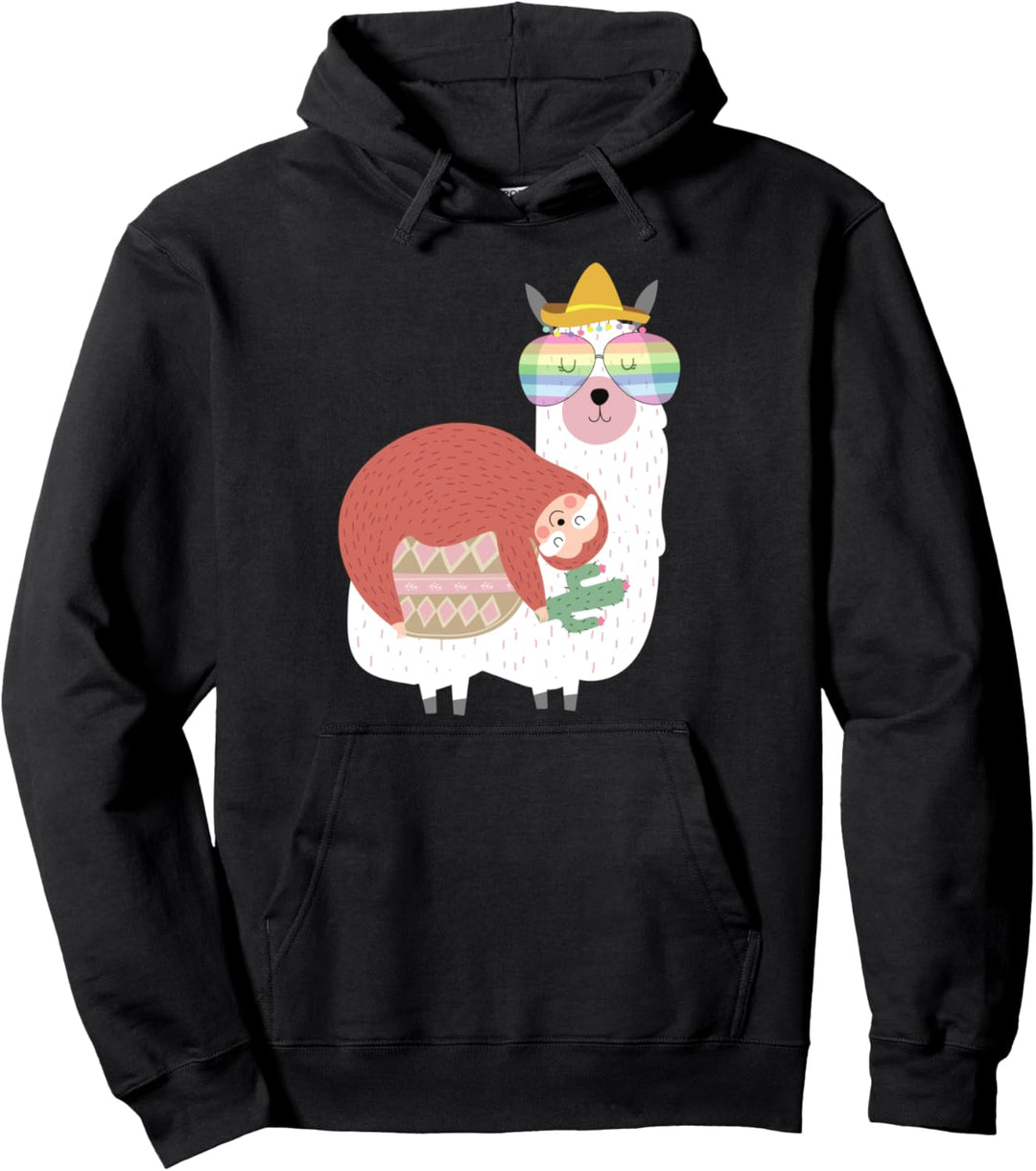 Schlafendes Faultier auf einem Lama Pullover Hoodie