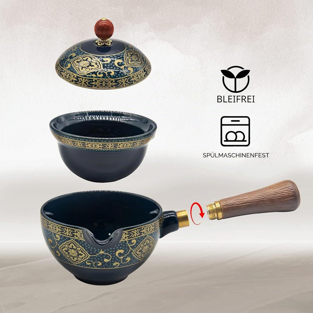 LURRIER Chinesisches Gongfu-Tee-Set, aus Porzellan, tragbares Teekannen-Set mit 360 Grad drehbarer T