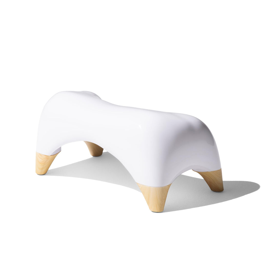 ASDFG TUSHY Ottoman Relaxed - Premium Toilet Stool for Bathroom - Modern Sleek Design - White/Bamboo