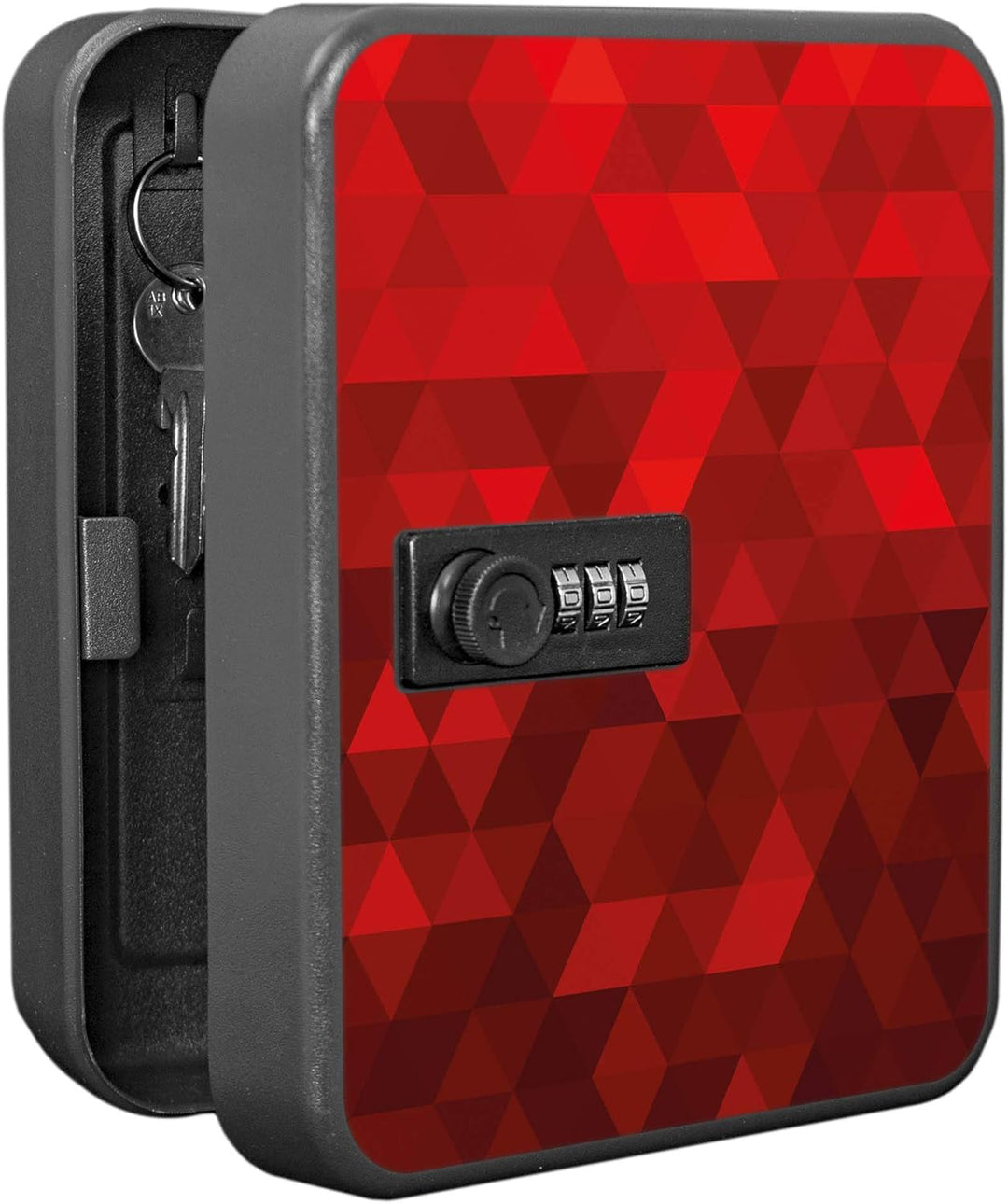 banjado® Burg-Wächter® abschliessbarer Schlüsselkasten mit Motiv Dreiecke Rot für 20 Schlüssel - Sch