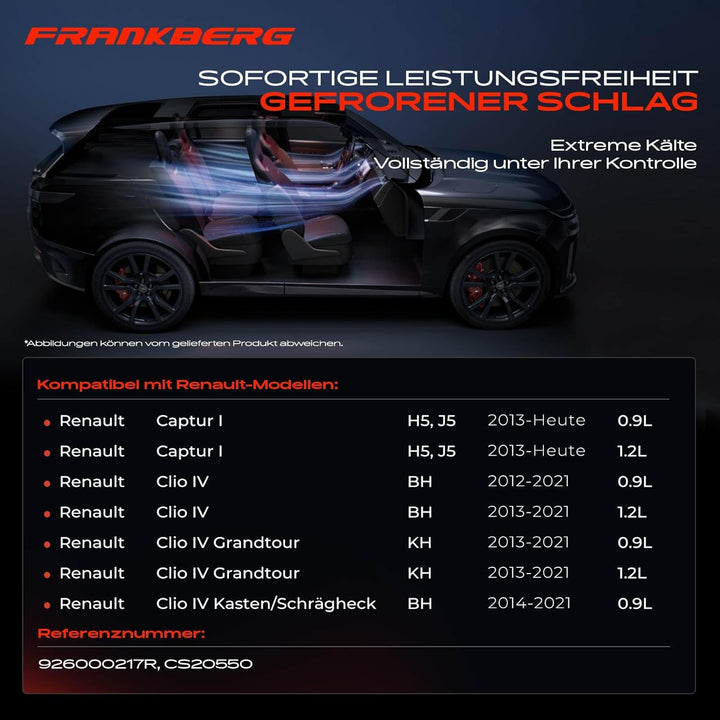 Frankberg Klimakompressor Klimaanlage Kompatibel mit Clio IV BH 0.9L 1.2L Benzin 2012-Heute C.a.p.t.