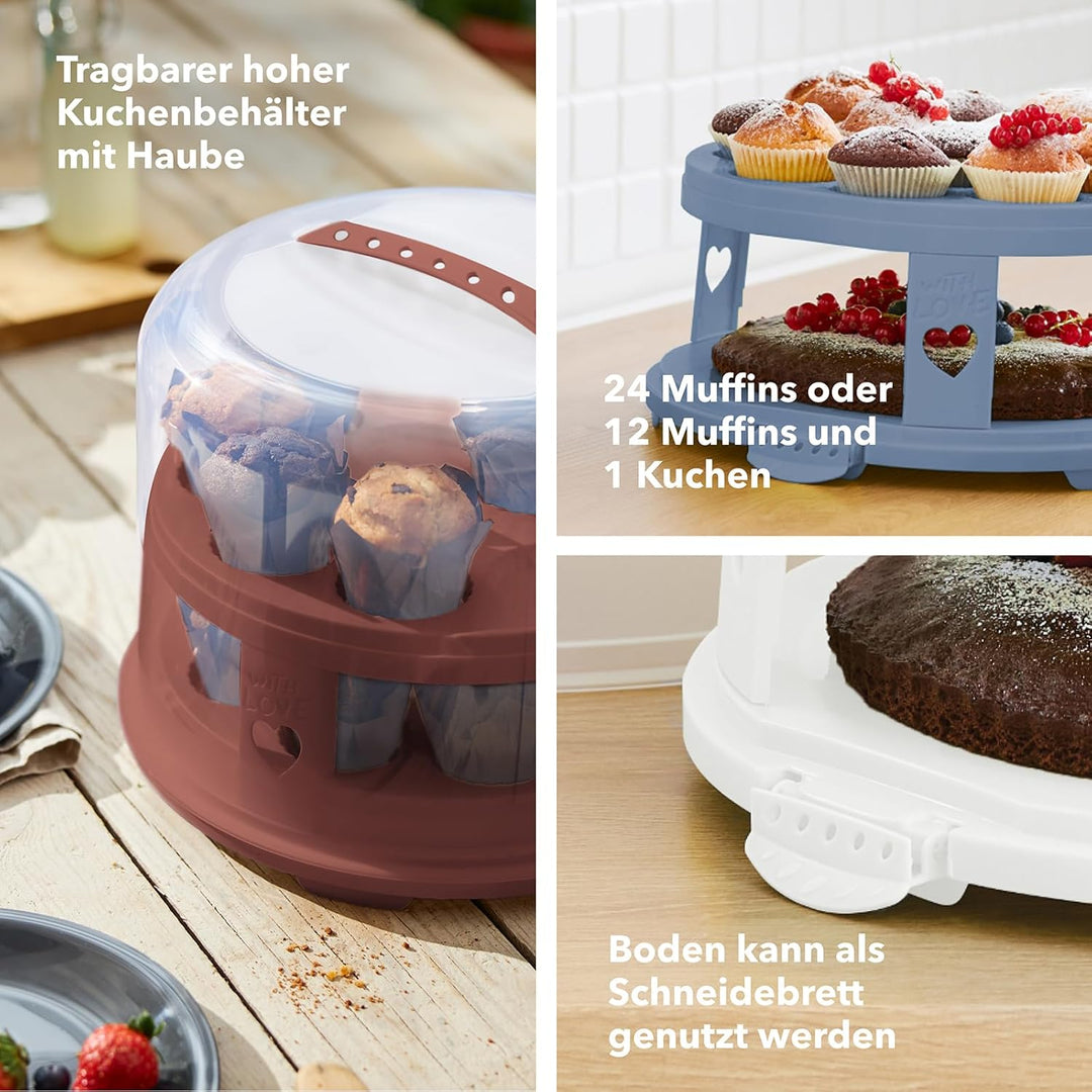 Rotho Fresh Tortenglocke hoch mit Trays, Kunststoff, Pink/Transparent, Nicht zutreffend, Pink/Transp