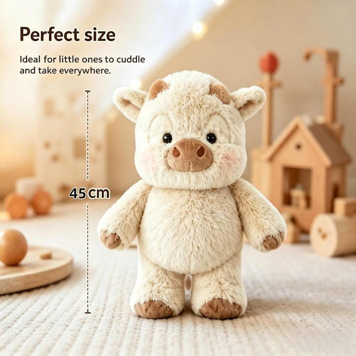 Laufendes Kuh Plüschtier. 45cm Weiches Kuscheltier mit beweglichen Pfoten, Anti-Stress Spielzeug, Ca