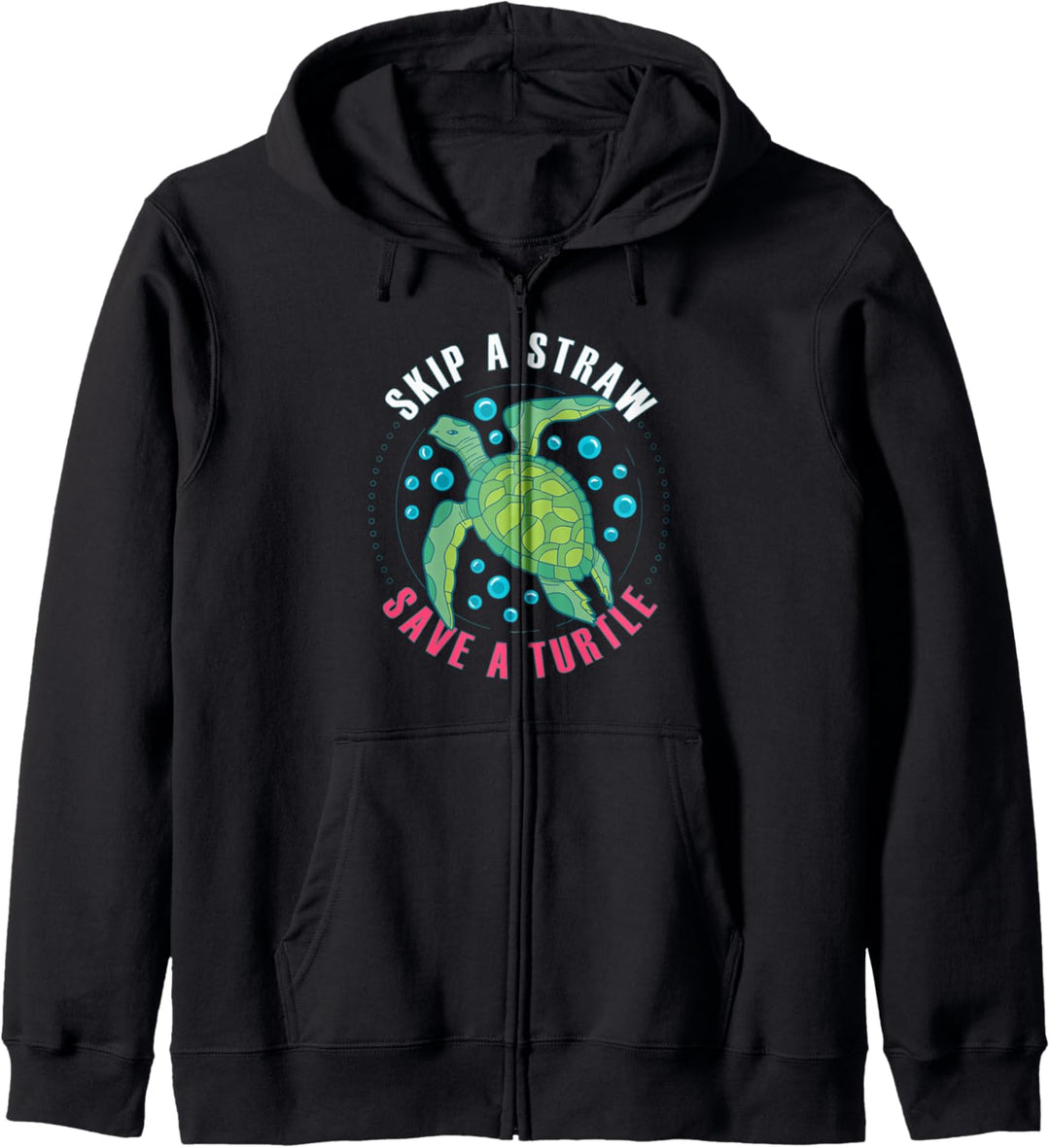 Skip A Straw Save A Turtle Meerestiere Keine Plastikstrohhal Kapuzenjacke