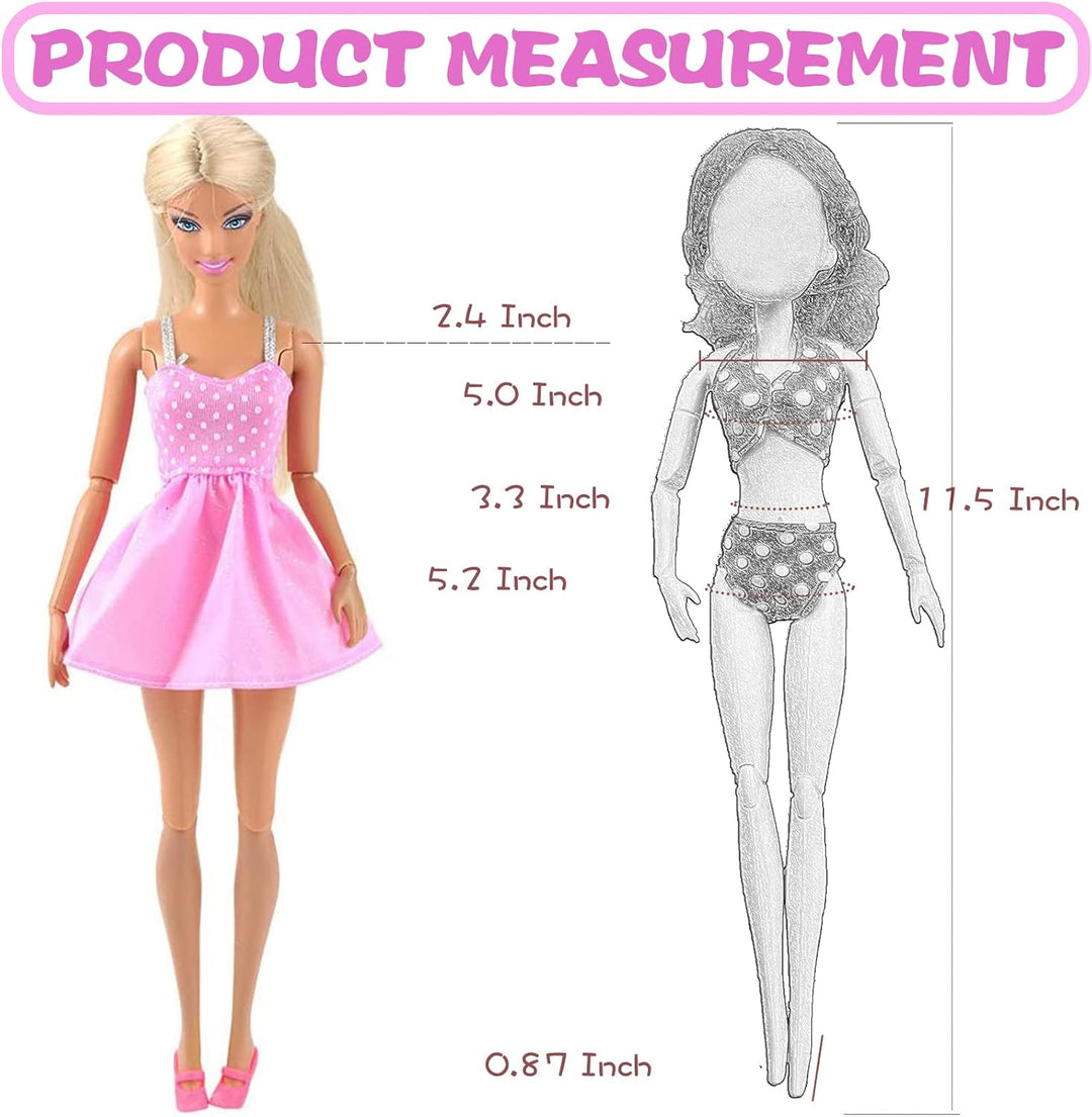 28 Stück Kleidung und Zubehör Kompatibel mit Barbie Puppen, 3 Fashion Kleider 3 Freizeitbekleidung K
