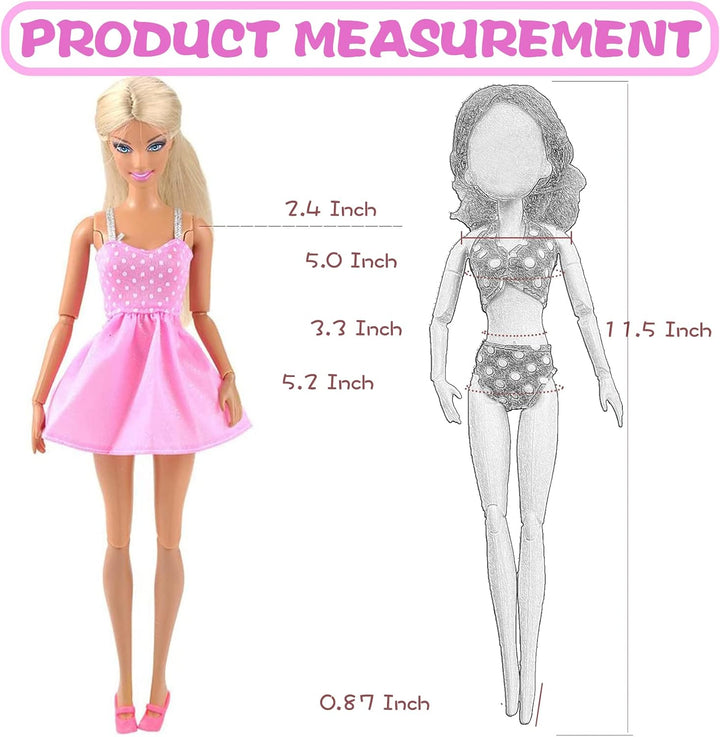 28 Stück Kleidung und Zubehör Kompatibel mit Barbie Puppen, 3 Fashion Kleider 3 Freizeitbekleidung K