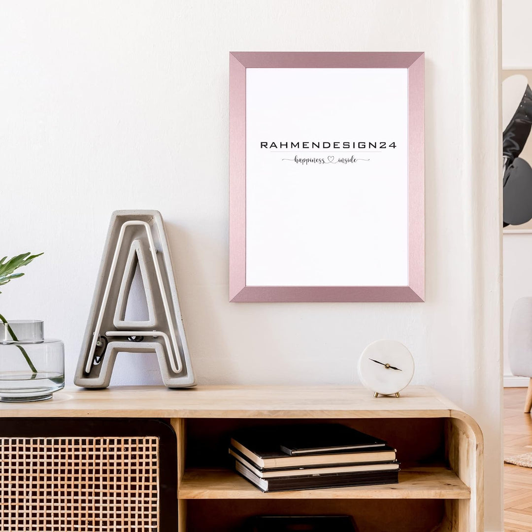 Rahmendesign24 Bilderrahmen Milano 60x90 Roségold Fotorahmen, Wechselrahmen, Posterrahmen, Puzzlerah
