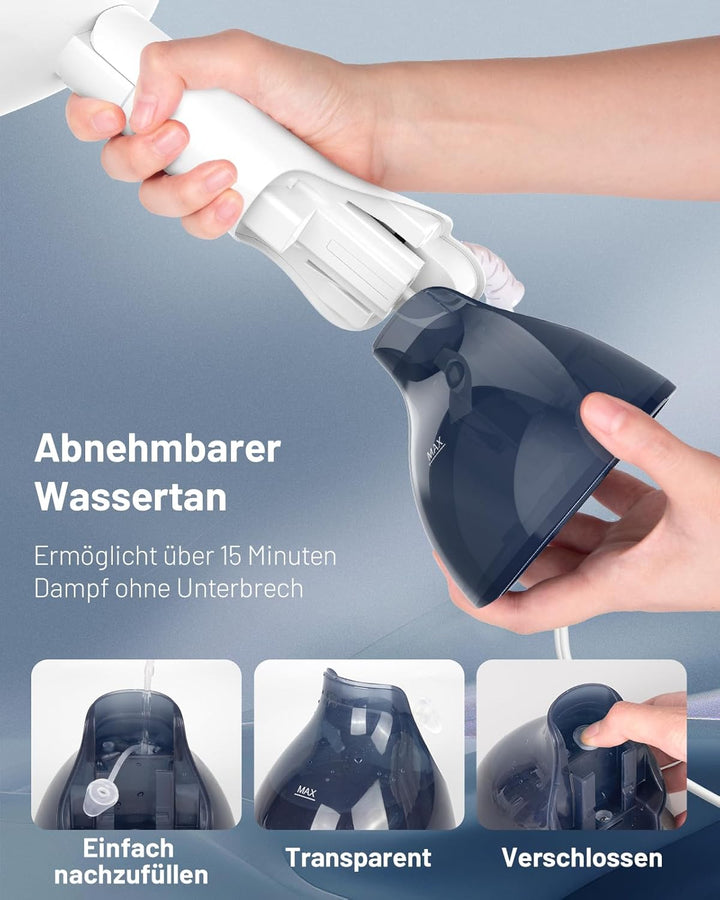 BEAUTURAL Steamer, 1500W Dampfglätter, Schnelles Aufheizen, 260ml Wassertank, Auto-Abschaltung, Falt