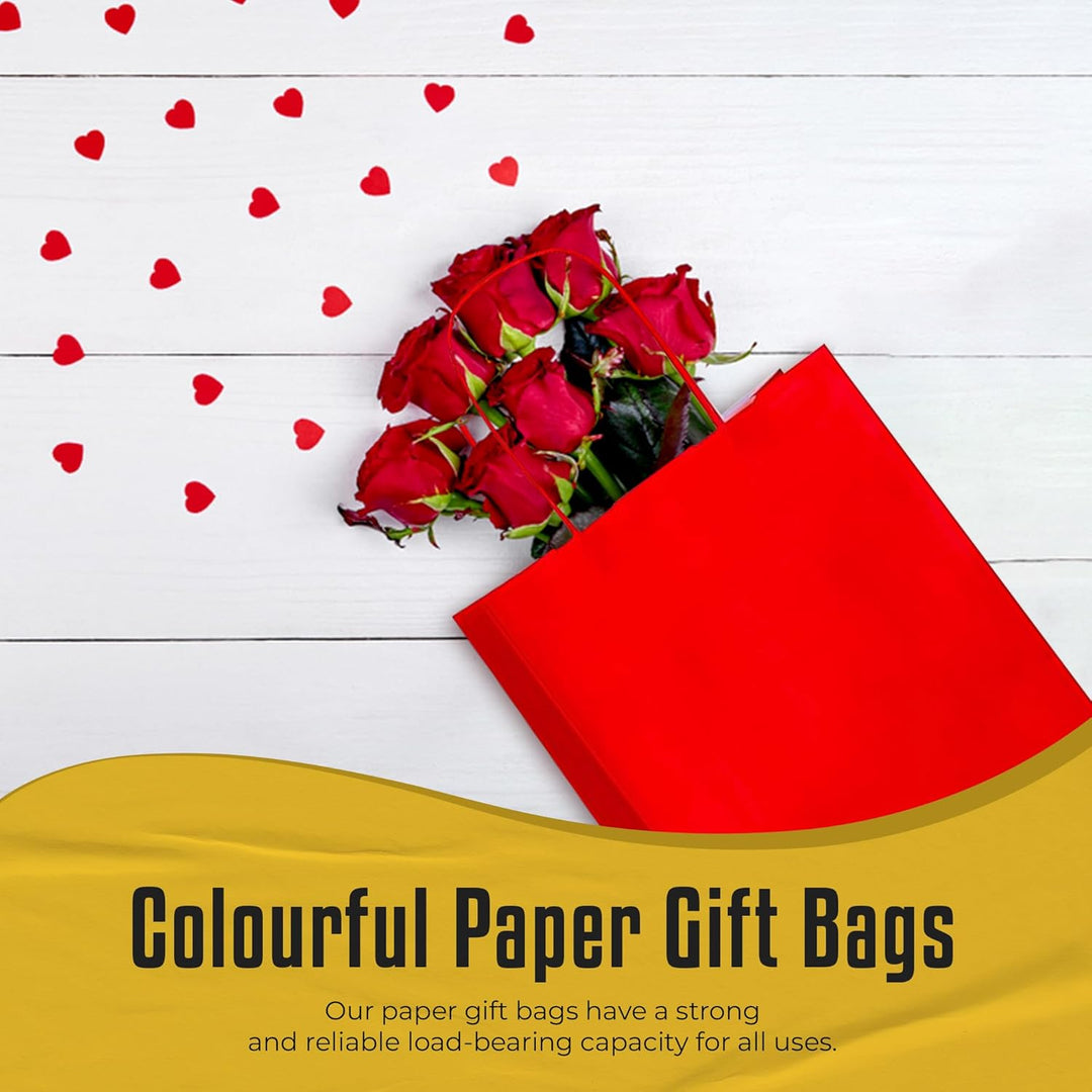 Thepaperbagstore 30 Papiertüten für Partys und Geschenke mit Griffen - Rot - 180x220x80mm Rot 30, Ro
