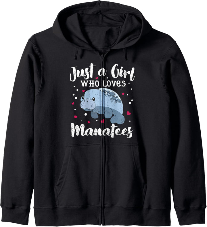 Gerade ein Mädchen das Manatis-Frauen-Geschenk liebt scherzt Kapuzenjacke