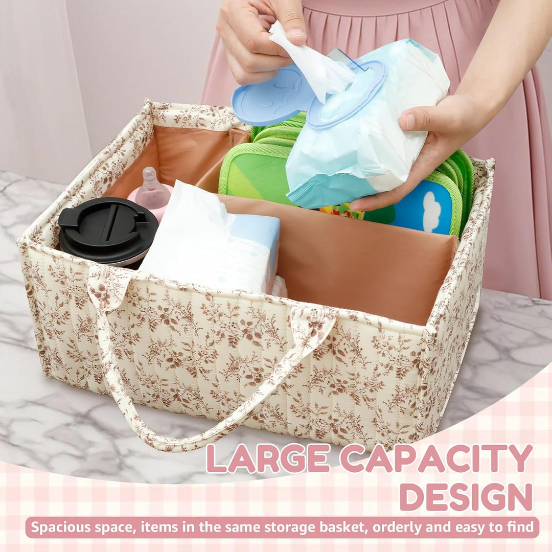 Blumen Wickeltisch Organizer,Tragbarer Wickelorganizer mit verstellbaren Trennwänden und handhaben,B