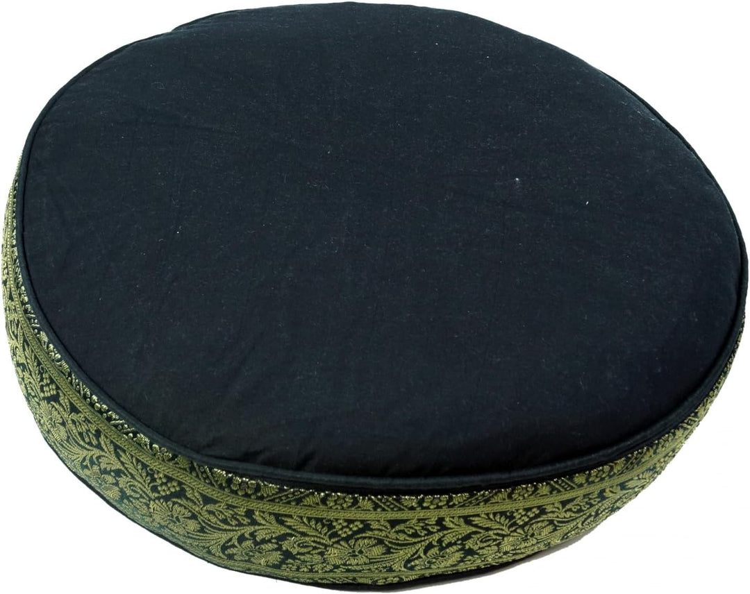 GURU SHOP Orientalisches Rundes Patchwork Kissen 40 cm, Sitzkissen, Bodenkissen mit Baumwollfüllung