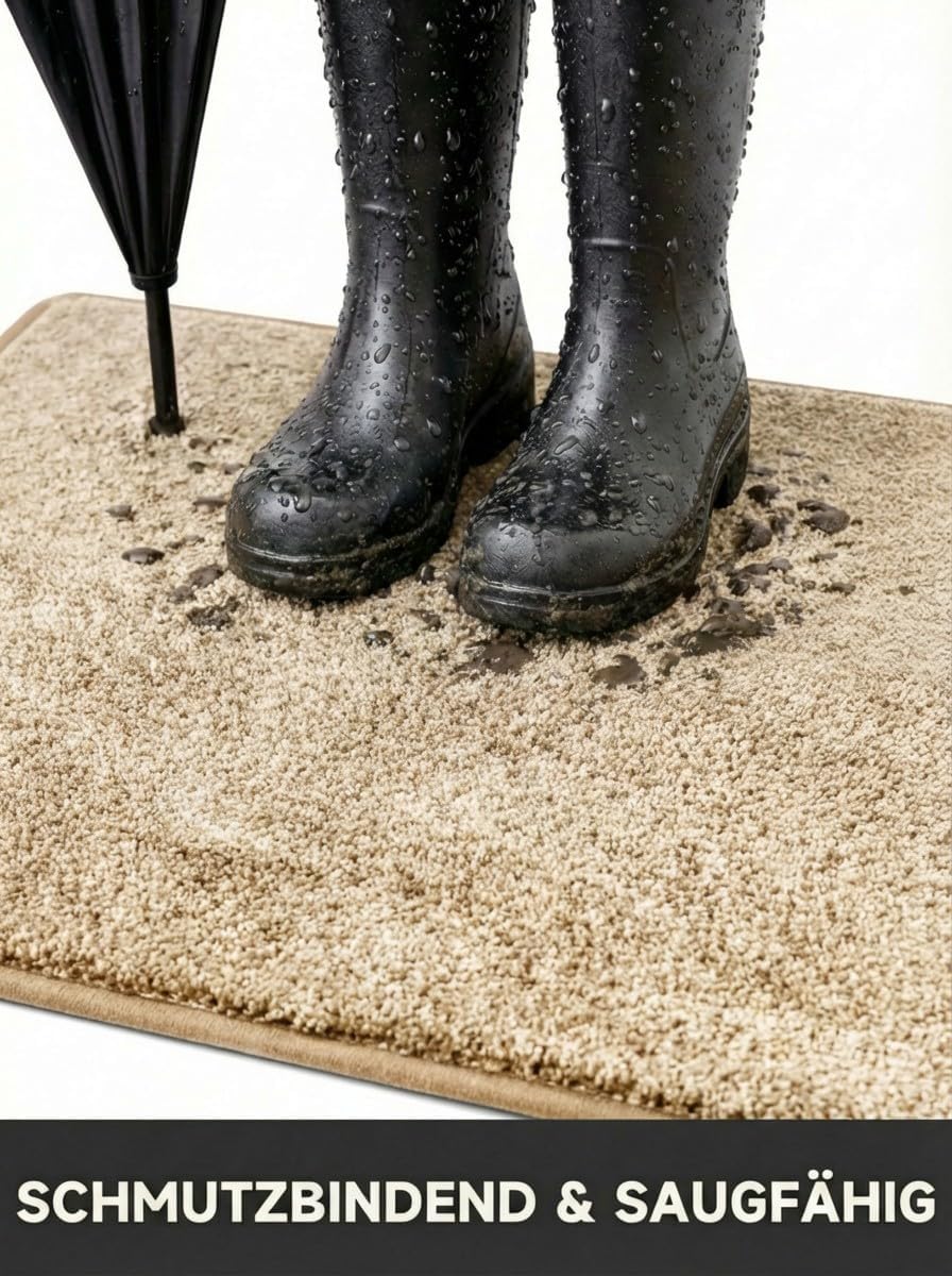 50x80cm Schmutzfangmatte Fussmatte für Innenbereich, rutschfeste Türmatte Waschbar aus Mikrofaser mi