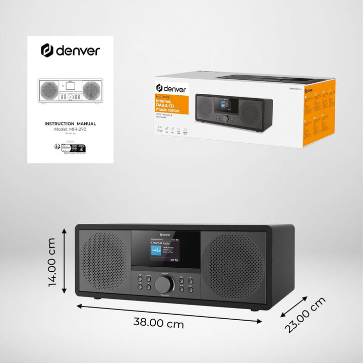Denver MIR-270B Internet CD-Radio Internet, DAB+, UKW AUX, Bluetooth®, CD, Internetradio, UKW, schwa