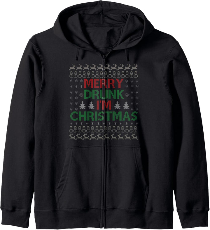 Merry Drunk I'm Christmas - Weihnachtspyjama Geschenk Kapuzenjacke