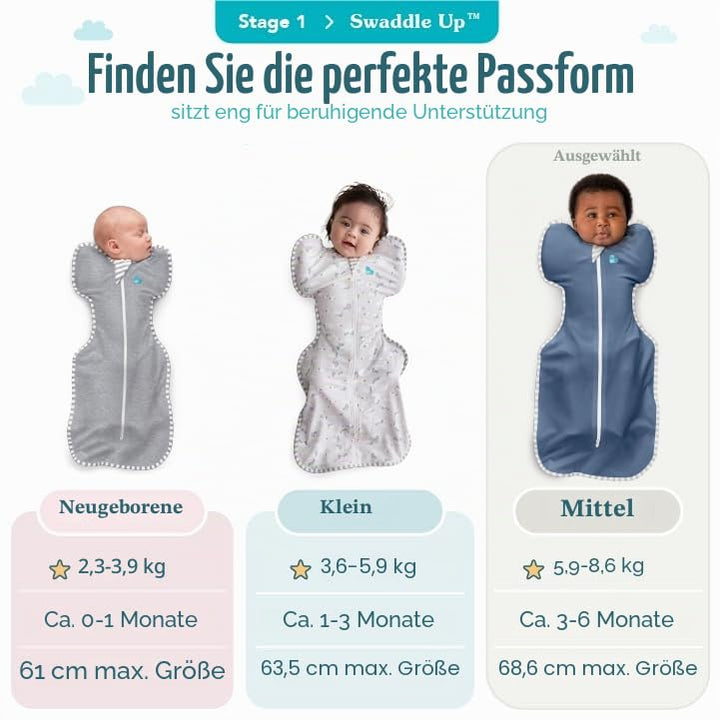 Love To Dream Pucksack Lite, Baby Erstausstattung, Medium (6-8,5kg), ideal für warme Temperaturen 24