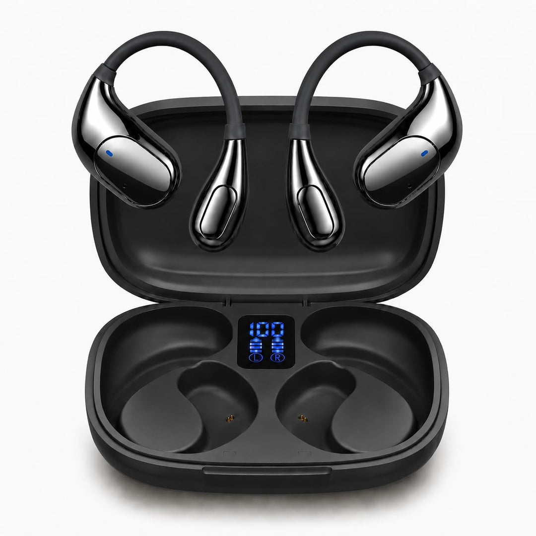 Bluetooth Kopfhörer 6.0 Kabellos, Sport Ohrhörer mit Ohrbügel, 50 Std. Spielzeit, LED Display Ladeca