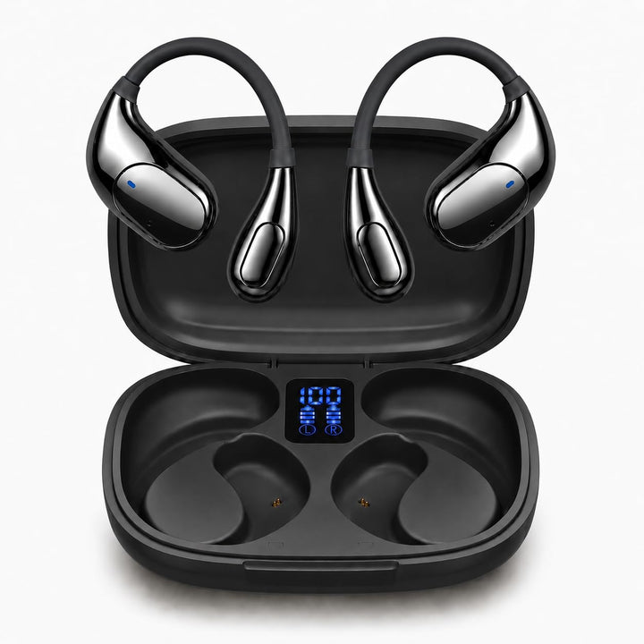 Bluetooth Kopfhörer 6.0 Kabellos, Sport Ohrhörer mit Ohrbügel, 50 Std. Spielzeit, LED Display Ladeca