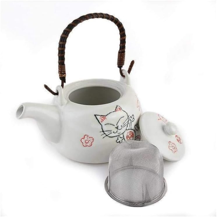 lachineuse – Japanisches Maneki Neko-Teeservice – mit Teekanne und 5 Porzellantassen – Teekanne mit