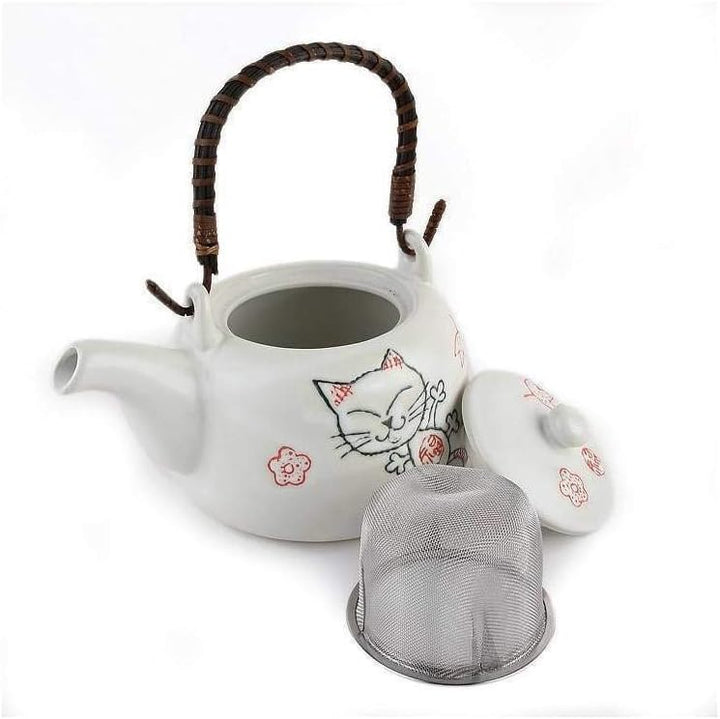 lachineuse – Japanisches Maneki Neko-Teeservice – mit Teekanne und 5 Porzellantassen – Teekanne mit