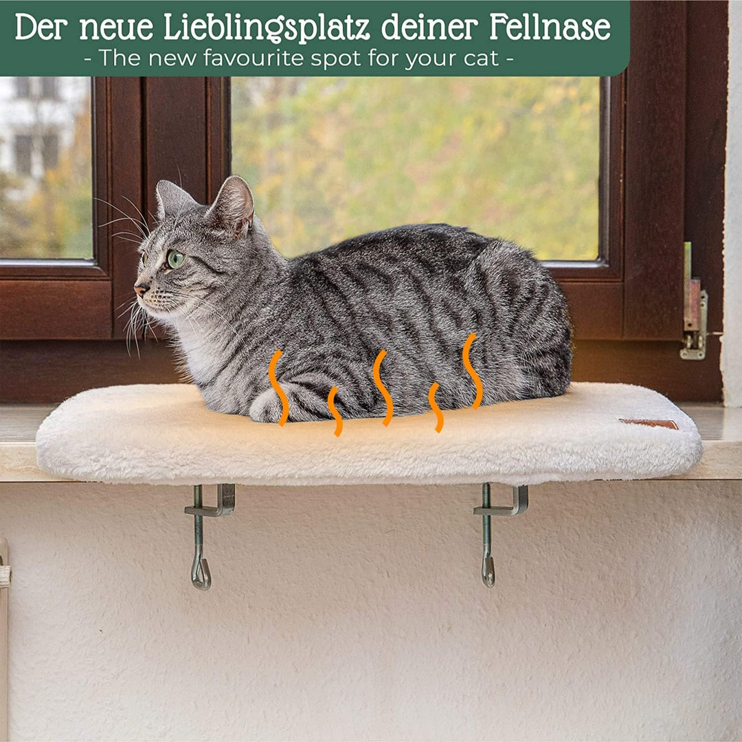 Pfotenolymp® Premium Selbstheizendes Liegebrett für Katzen am Fenster - Einzigartige Thermo Selbsthe