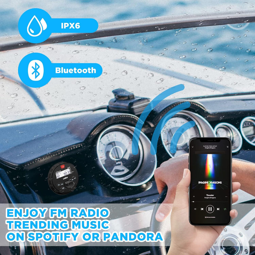 Wasserdicht Bluetooth Marine Stereo Lautsprecher 2 x 6.5 Inch Antenna -Empfänger mit MP3 Player am D