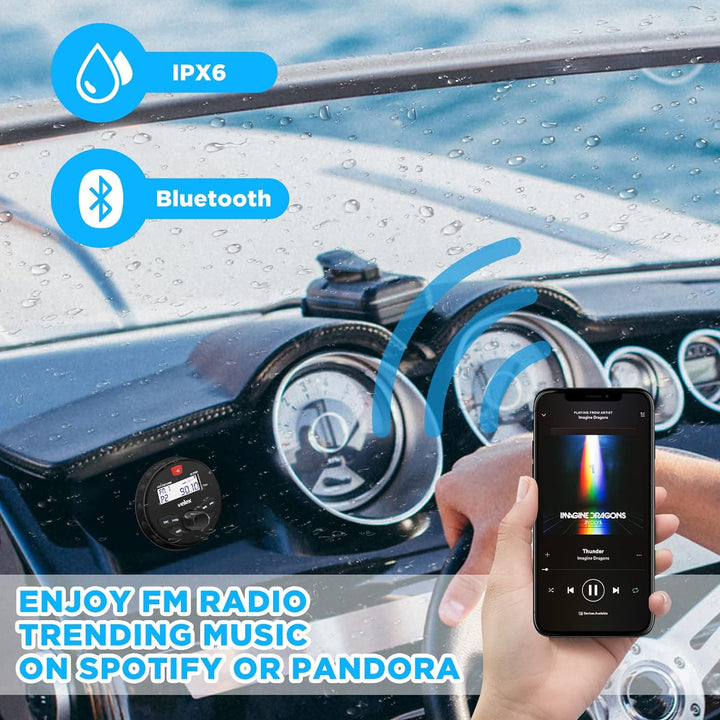 Wasserdicht Bluetooth Marine Stereo Lautsprecher 2 x 6.5 Inch Antenna -Empfänger mit MP3 Player am D