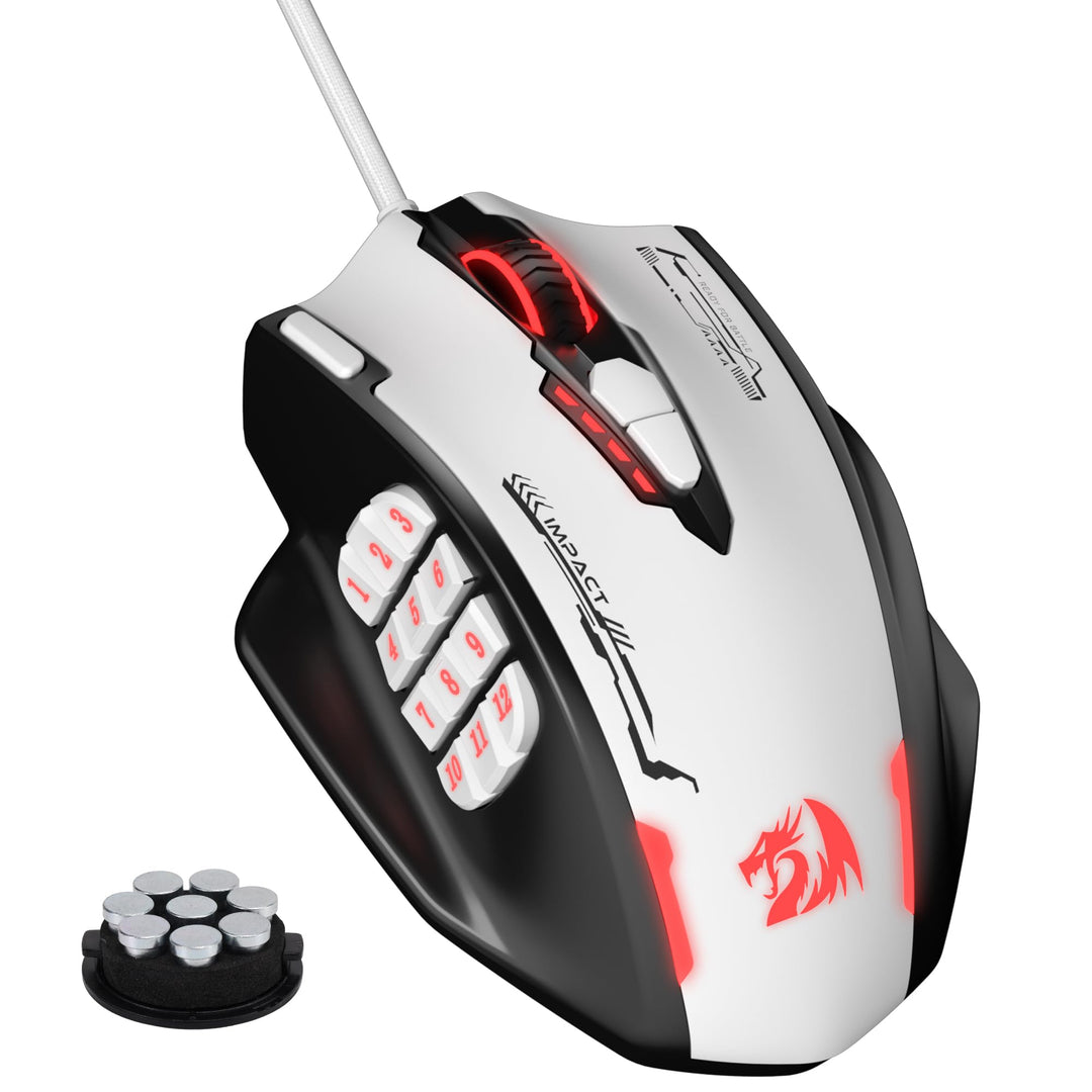 Redragon M908 Impact RGB MMO Gaming Maus, Ergonomische Optische Kabelmaus mit Max. 24.000 DPI, Hohe
