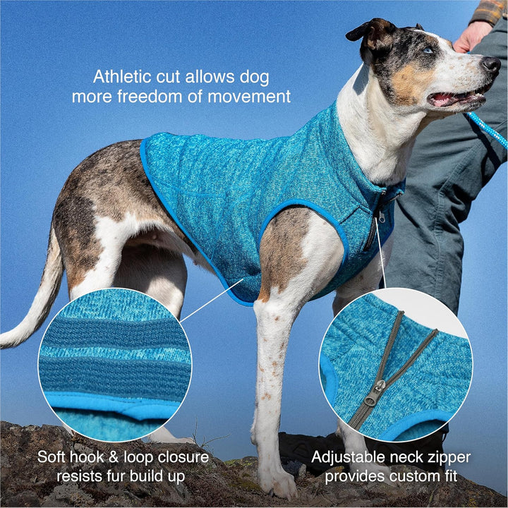Kurgo Core Hunde-Pullover, Leichtes Fleece, Mit 2-Wege-Reissverschluss, Mit Hundegeschirr kompatibel
