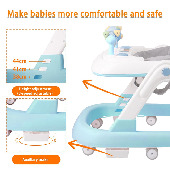 Lauflernhilfe für Babys, faltbar, elektronische Spielstation mit Lichtern und Melodien, höhenverstel