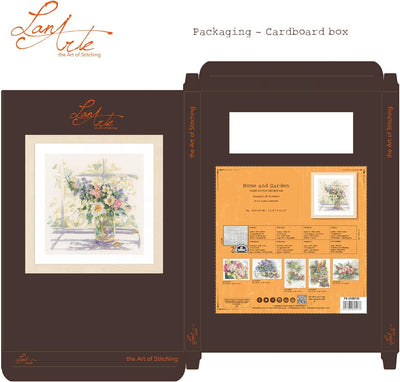 Lanarte Zählmusterpackung Blumen in zartem Licht Leinen Kreuzstichpackung, Baumwolle, Mehrfarbig, 29