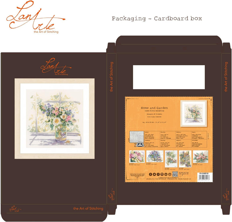 Lanarte Zählmusterpackung Blumen in zartem Licht Leinen Kreuzstichpackung, Baumwolle, Mehrfarbig, 29