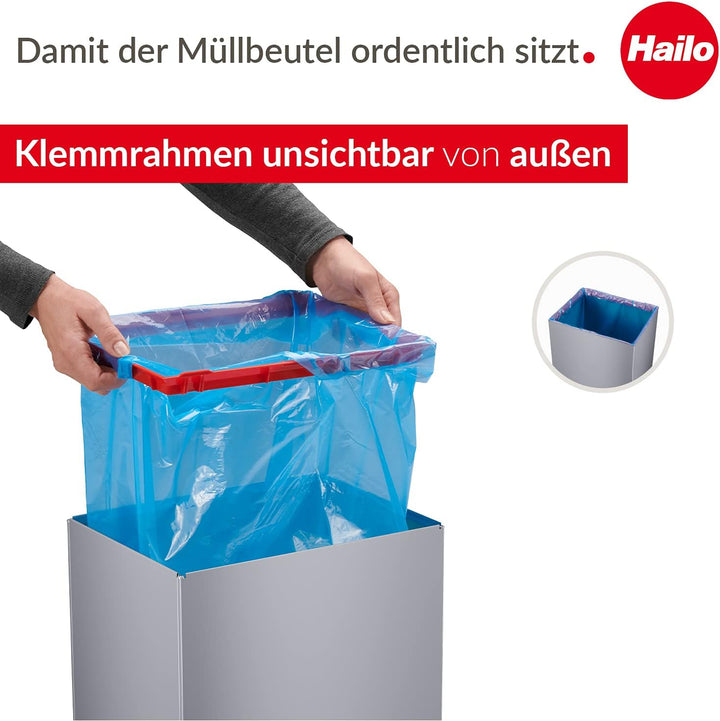 Hailo Big-Box Swing XL Mülleimer | 1 x 52 Liter | selbstschliessender Schwingdeckel | Stahlblech | M