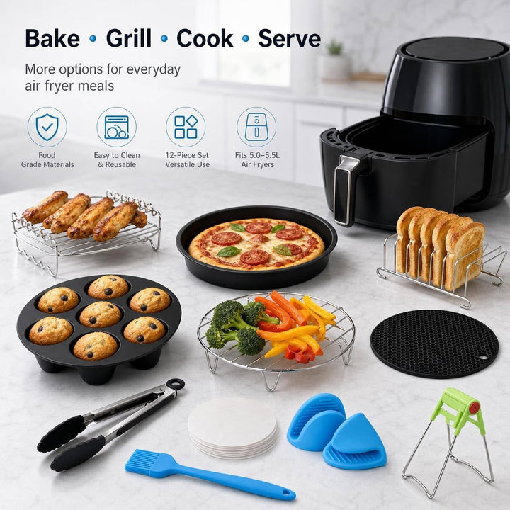 Airfryer Zubehör Set, 8 Zoll, für 5,0–5,5 L