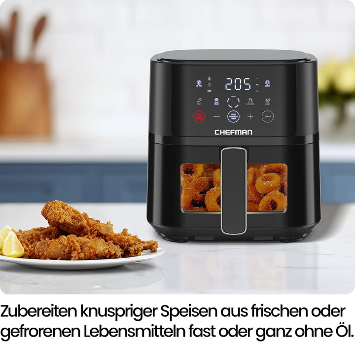 Chefman Heissluftfritteuse - 3,75 l kompakte Heissluftfritteuse für schnelle Mahlzeiten, mit Hi-Fry