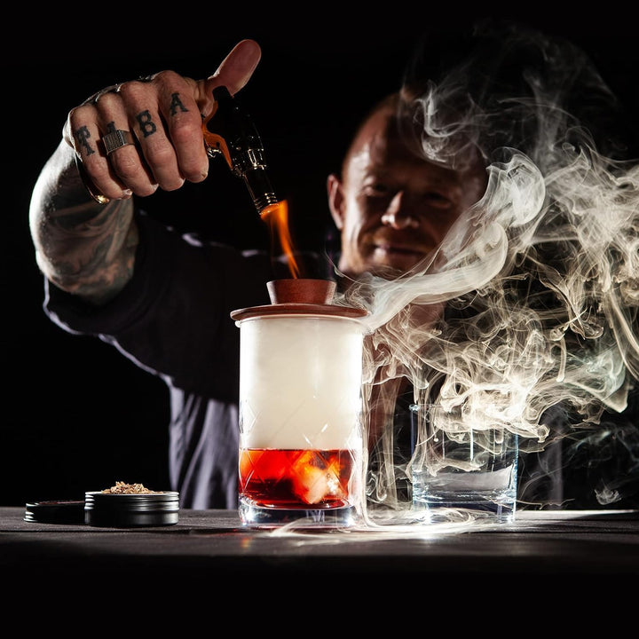 Cocktail-Räucher-Kit mit Fackel, Whiskey-Räucher-Kit mit 8 Geschmacksrichtungen, Räucherholzspäne, a