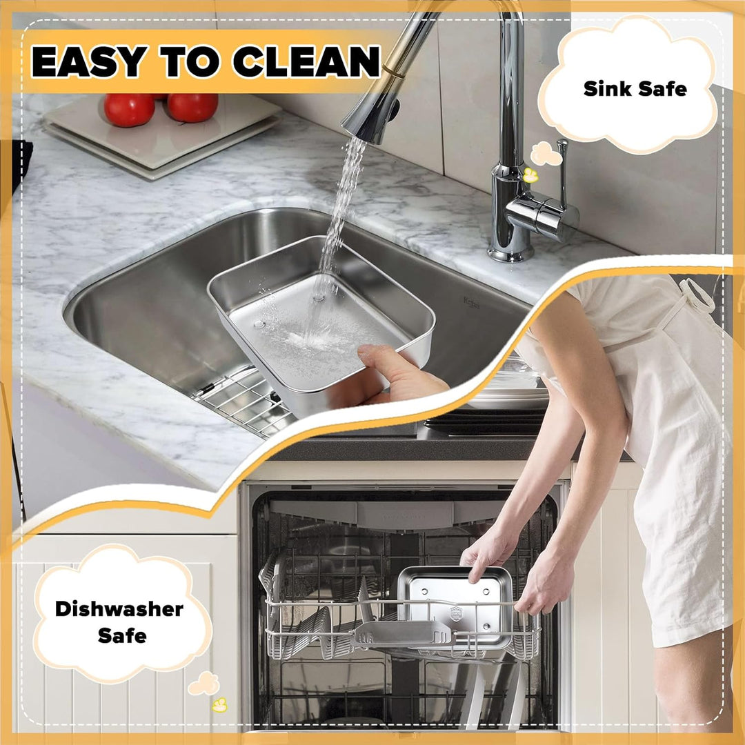 Kleine Auflaufform für Airfryer 20 * 15 * 5cm Edelstahl Auflaufform für Heissluftfritteuse mit Decke