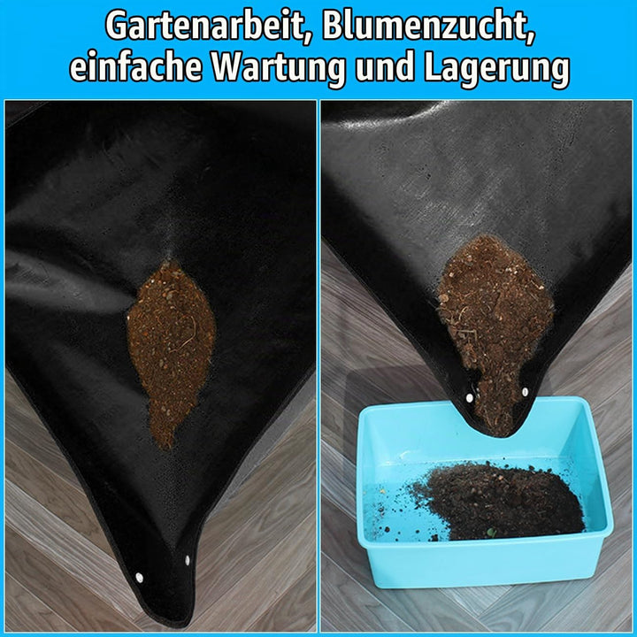 Pflanzmatte – wasserdichte Umtopfmatte 150x150 cm, Robuste Pflanzunterlage für Gartenarbeit, Balkon