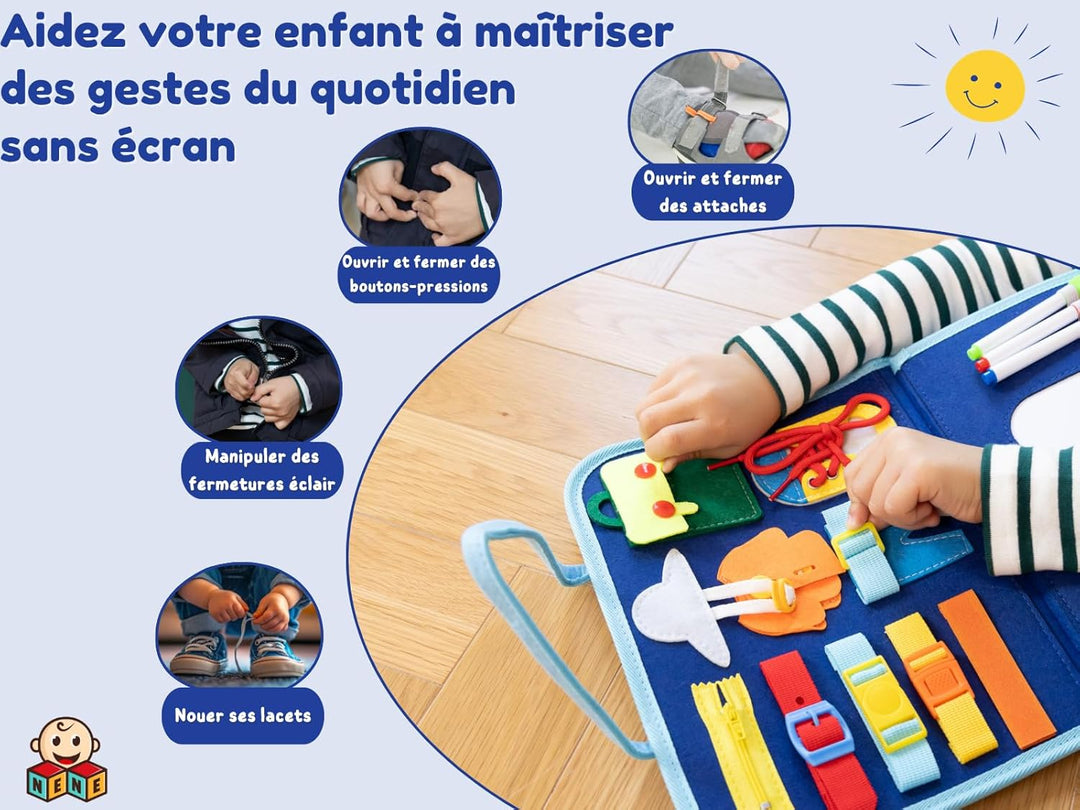 Nene Busy Board Montessori Lernspielzeug für Jungen und Mädchen, sensorisches Aktivitätsbrett ohne B