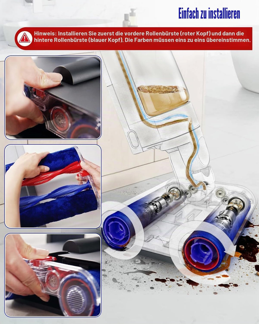 Rollenbürsten Ersatzteile für Dyson Wash G1 Nassstaubsauger, Bürstenrolle Zubehör Ersatzsets, 2 Stüc