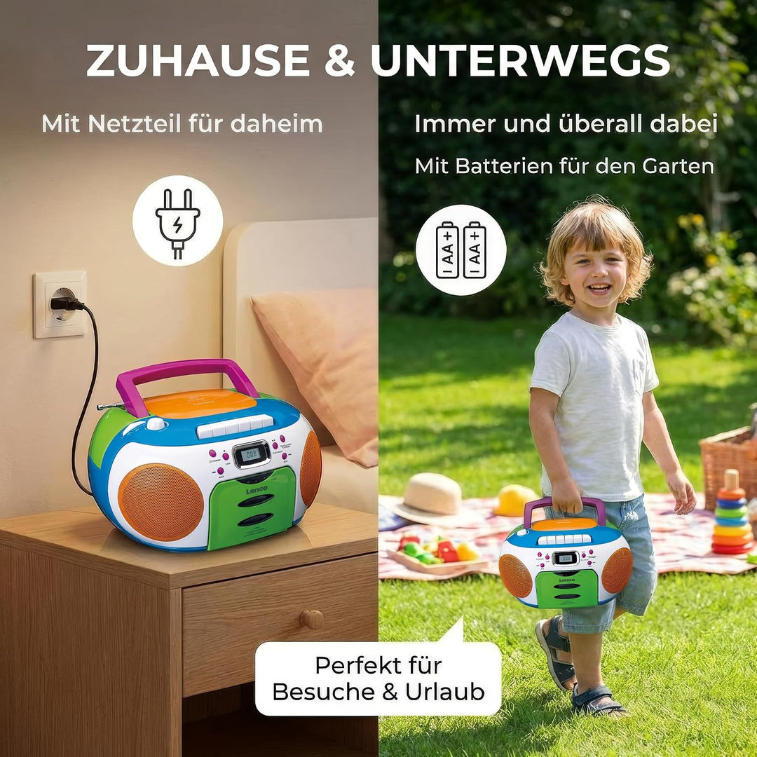 Lenco SCD-971 -Kinderradio - Kassettenradio mit CD - CD-Radio - Kassettenplayer - Stereo Lautspreche