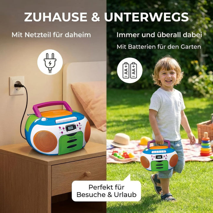 Lenco SCD-971 -Kinderradio - Kassettenradio mit CD - CD-Radio - Kassettenplayer - Stereo Lautspreche