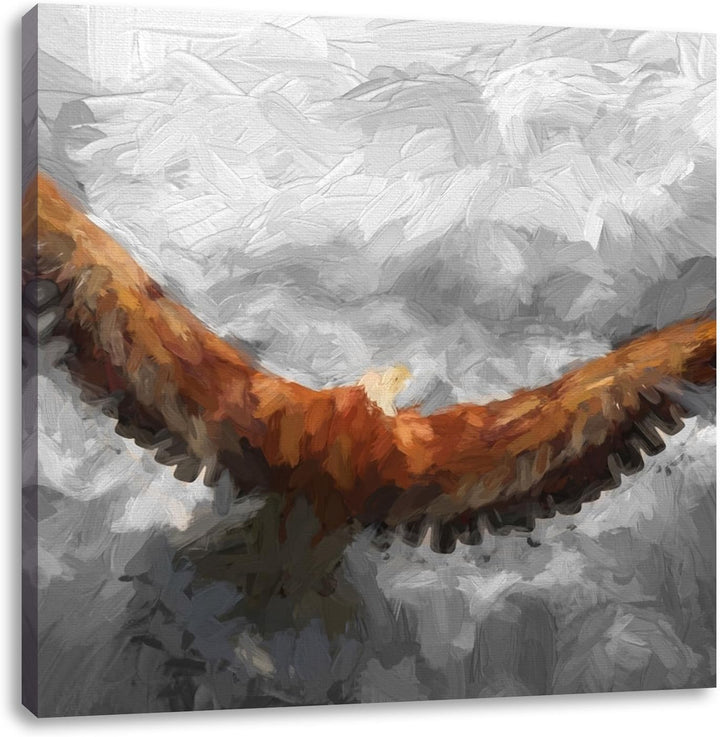 Pixxprint Adler mit leuchtenden Augen als Leinwandbild/Grösse: 70x70 cm/Wandbild/Kunstdruck/fertig b