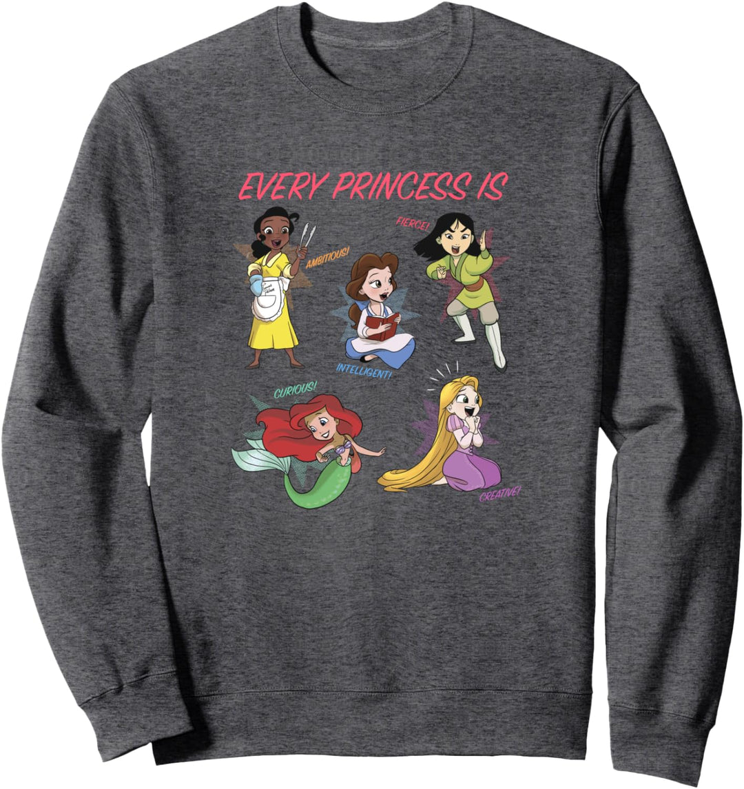 Disney Every Princess Attributes Group Shot Cartoon Style Sweatshirt