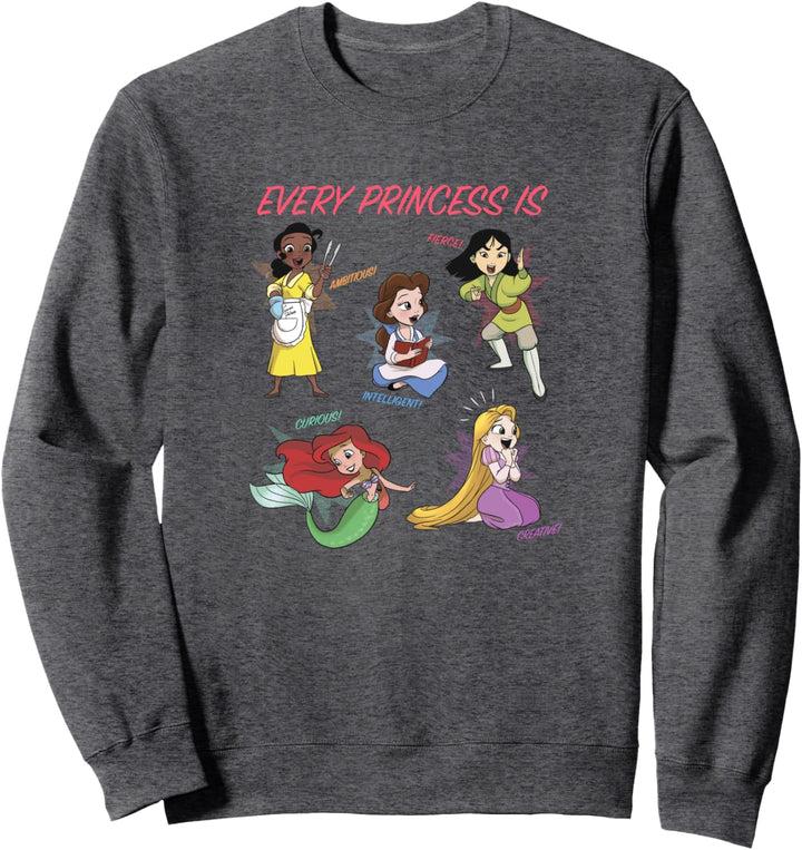 Disney Every Princess Attributes Group Shot Cartoon Style Sweatshirt