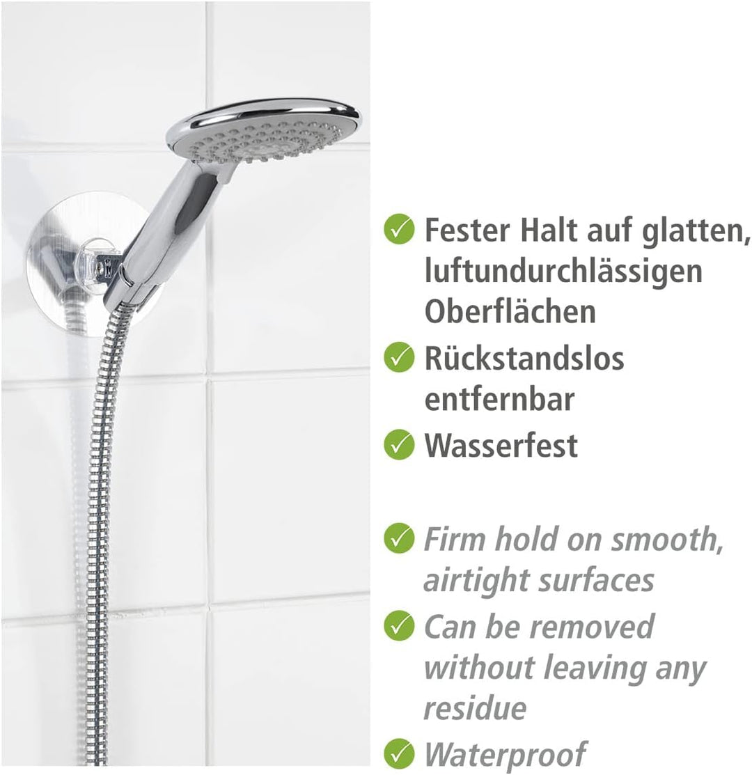 WENKO Static-Loc® Duschkopfhalter Osimo starker Halt durch statische Aufladung Silber 5 x 9.5 x 9.5