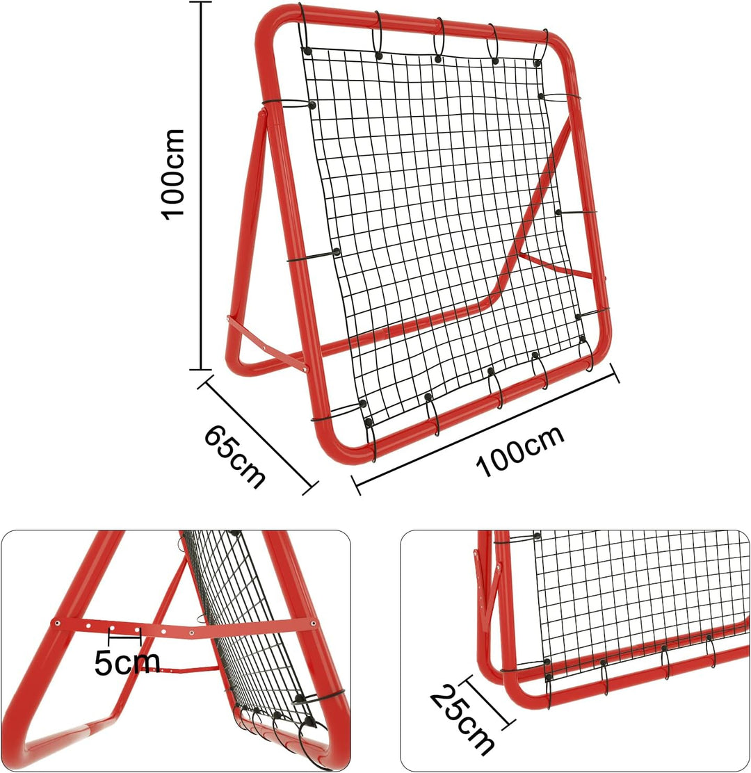 Fussball Rebounder Netz Fussball Tor Rückprallwand Netz Faltbar Kicker Fussballtor, 4 Verstellbare S