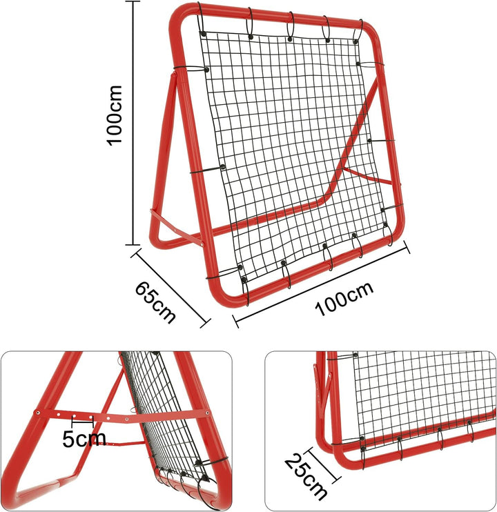 Fussball Rebounder Netz Fussball Tor Rückprallwand Netz Faltbar Kicker Fussballtor, 4 Verstellbare S