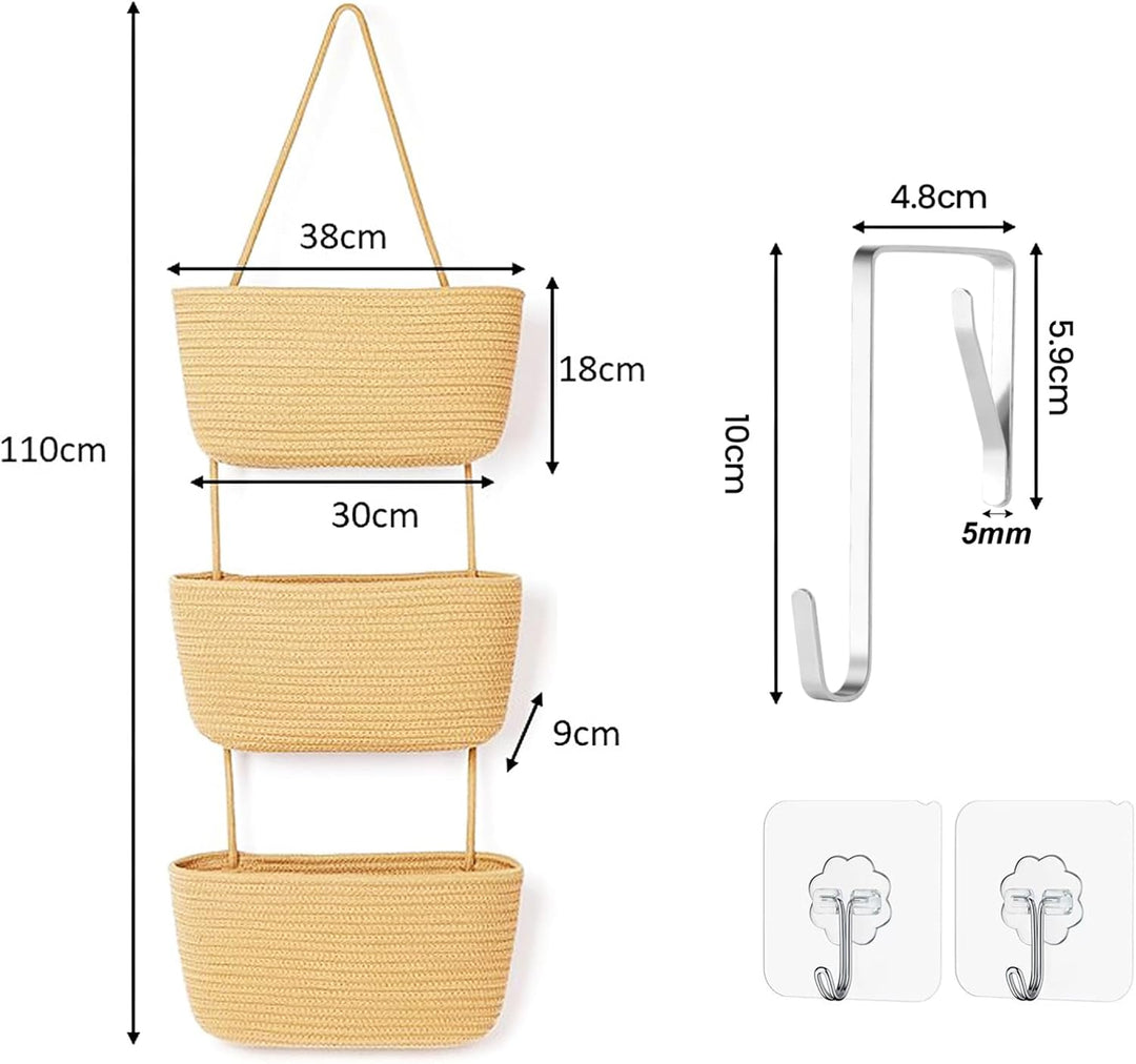 Hängender Organizer, Hängeorganizer Mit Haken, Wand Hängen Tasche Zum3-Tier, Hängeregal Stoff Wand a